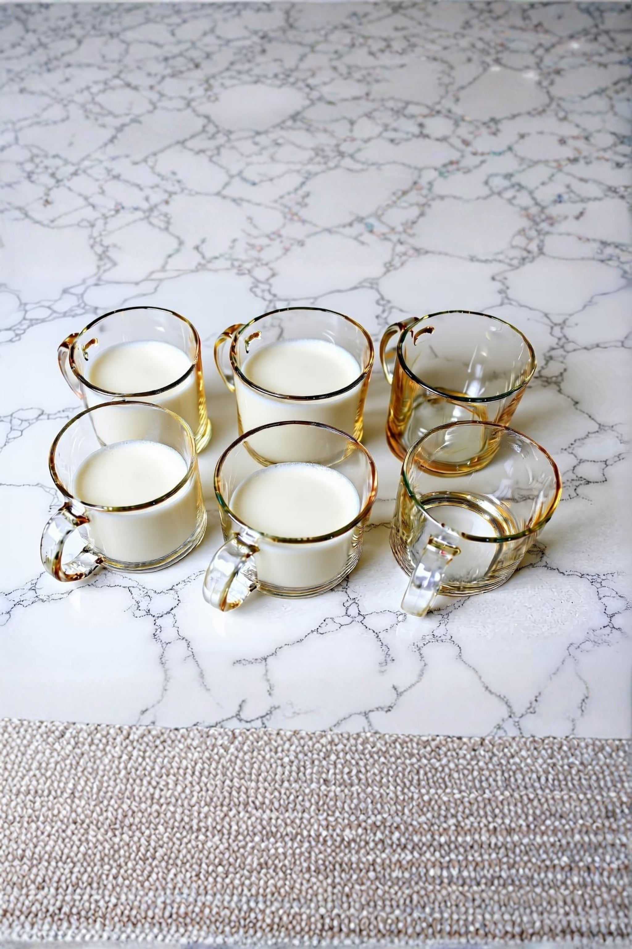 Premium Amber Glass Cup Set with Metal Stand | 6 Pcs Transparent Tea & Coffee Cups (300 ml) | Elegant Glassware with Space-Saving Holder | Durable Designer Drinkware for Home, Kitchen & Gifting