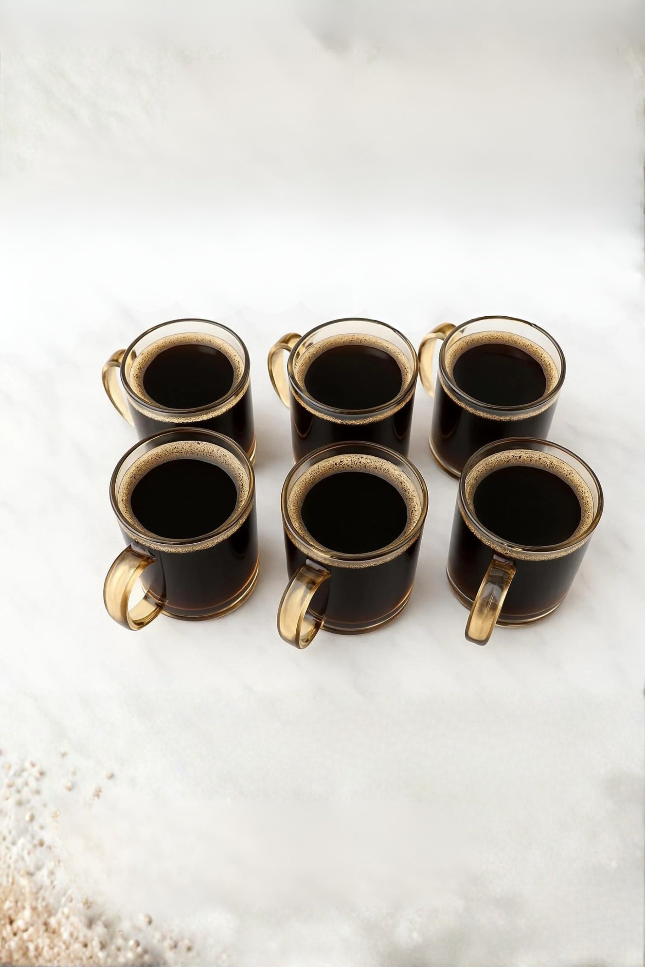 Premium Amber Glass Cup Set with Metal Stand | 6 Pcs Transparent Tea & Coffee Cups (300 ml) | Elegant Glassware with Space-Saving Holder | Durable Designer Drinkware for Home, Kitchen & Gifting