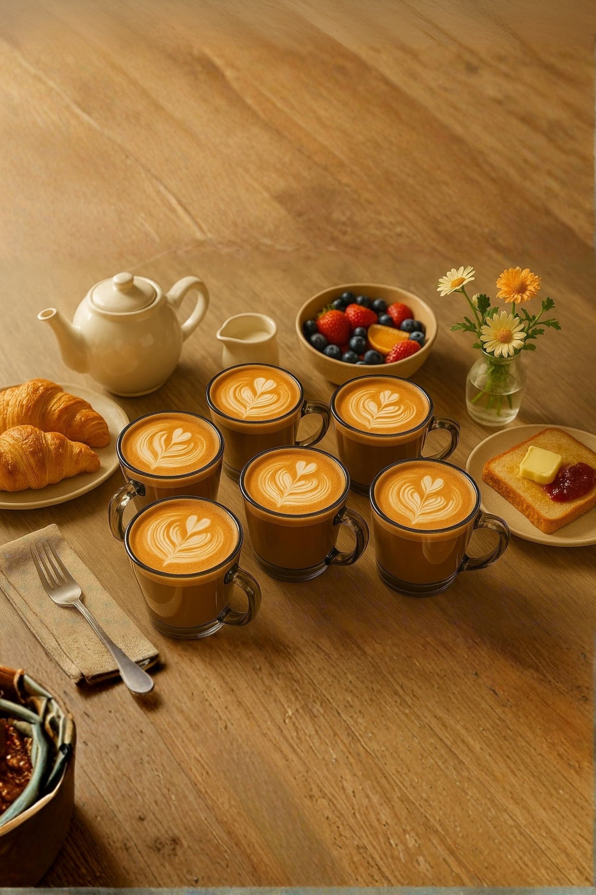 Premium Amber Glass Cup Set with Metal Stand | 6 Pcs Transparent Tea & Coffee Cups (300 ml) | Elegant Glassware with Space-Saving Holder | Durable Designer Drinkware for Home, Kitchen & Gifting