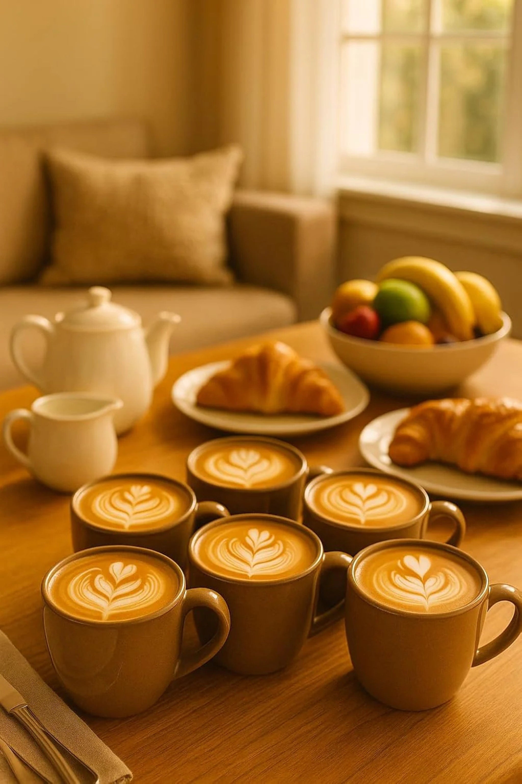 Porcelain Coffee Mug Set Of 6 With Metal Stand | 180ml Brown Ceramic Tea & Coffee Cups For Home, Office & Gifting | Microwave & Dishwasher Safe