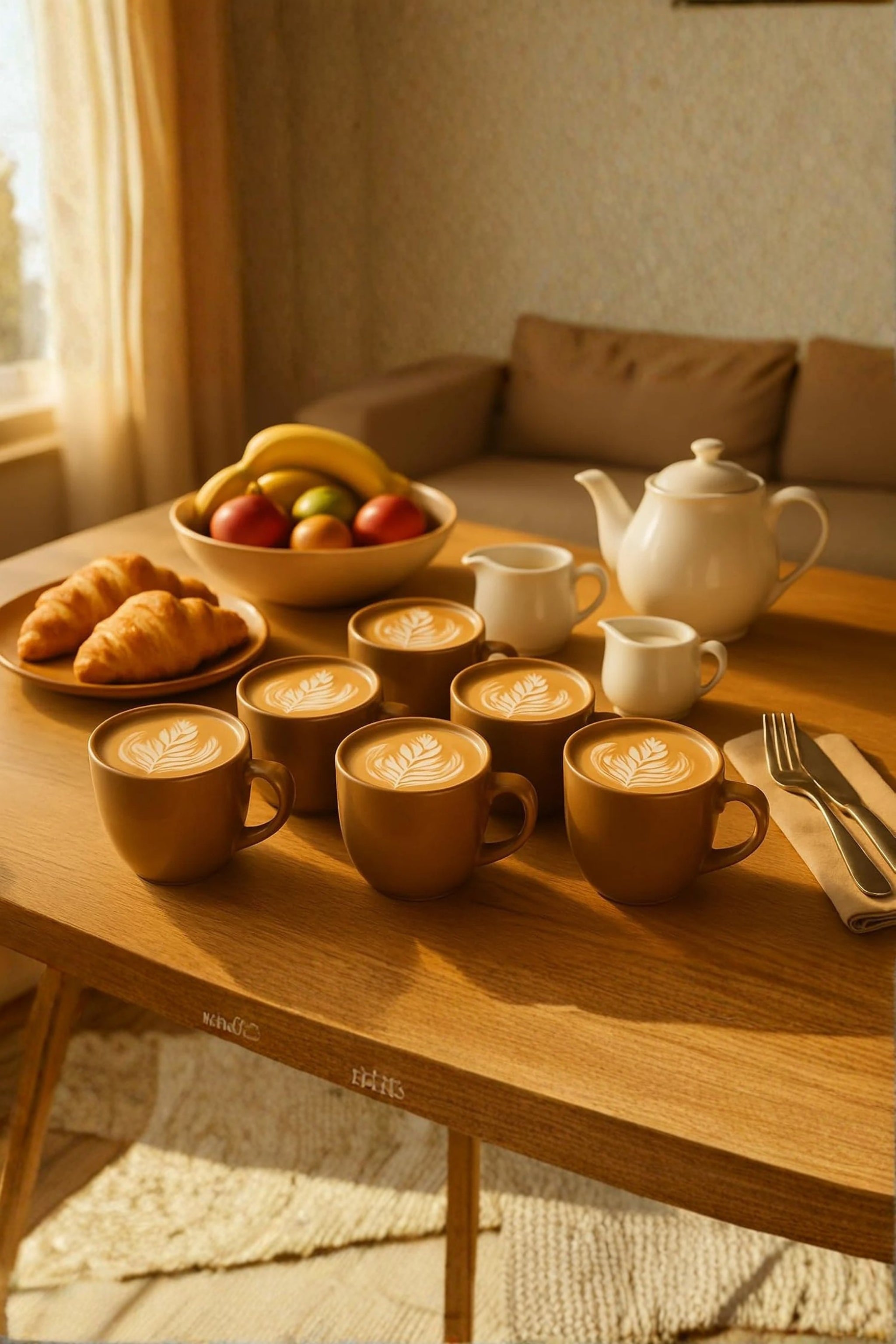 Porcelain Coffee Mug Set Of 6 With Metal Stand | 180ml Brown Ceramic Tea & Coffee Cups For Home, Office & Gifting | Microwave & Dishwasher Safe