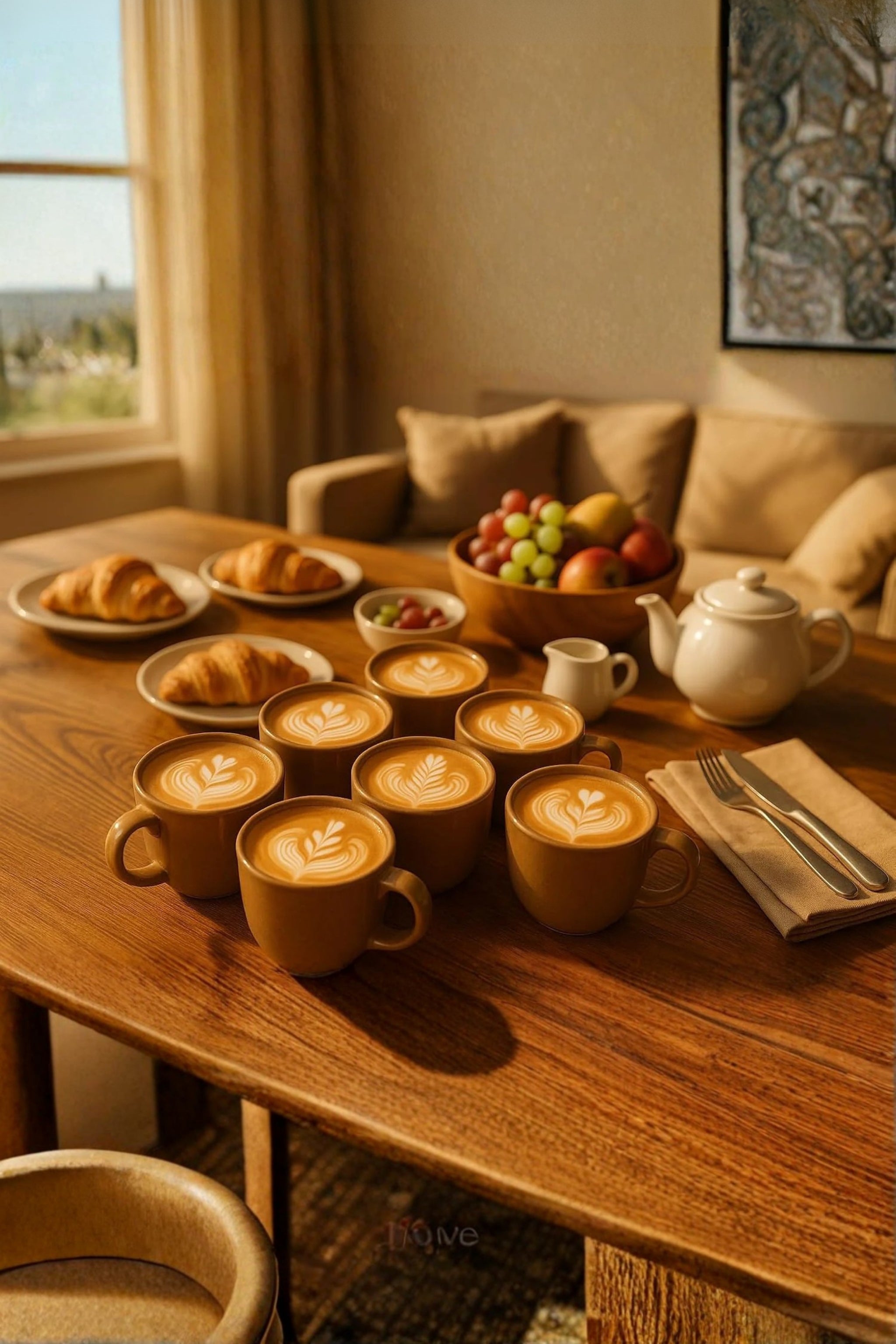 Porcelain Coffee Mug Set Of 6 With Metal Stand | 180ml Brown Ceramic Tea & Coffee Cups For Home, Office & Gifting | Microwave & Dishwasher Safe