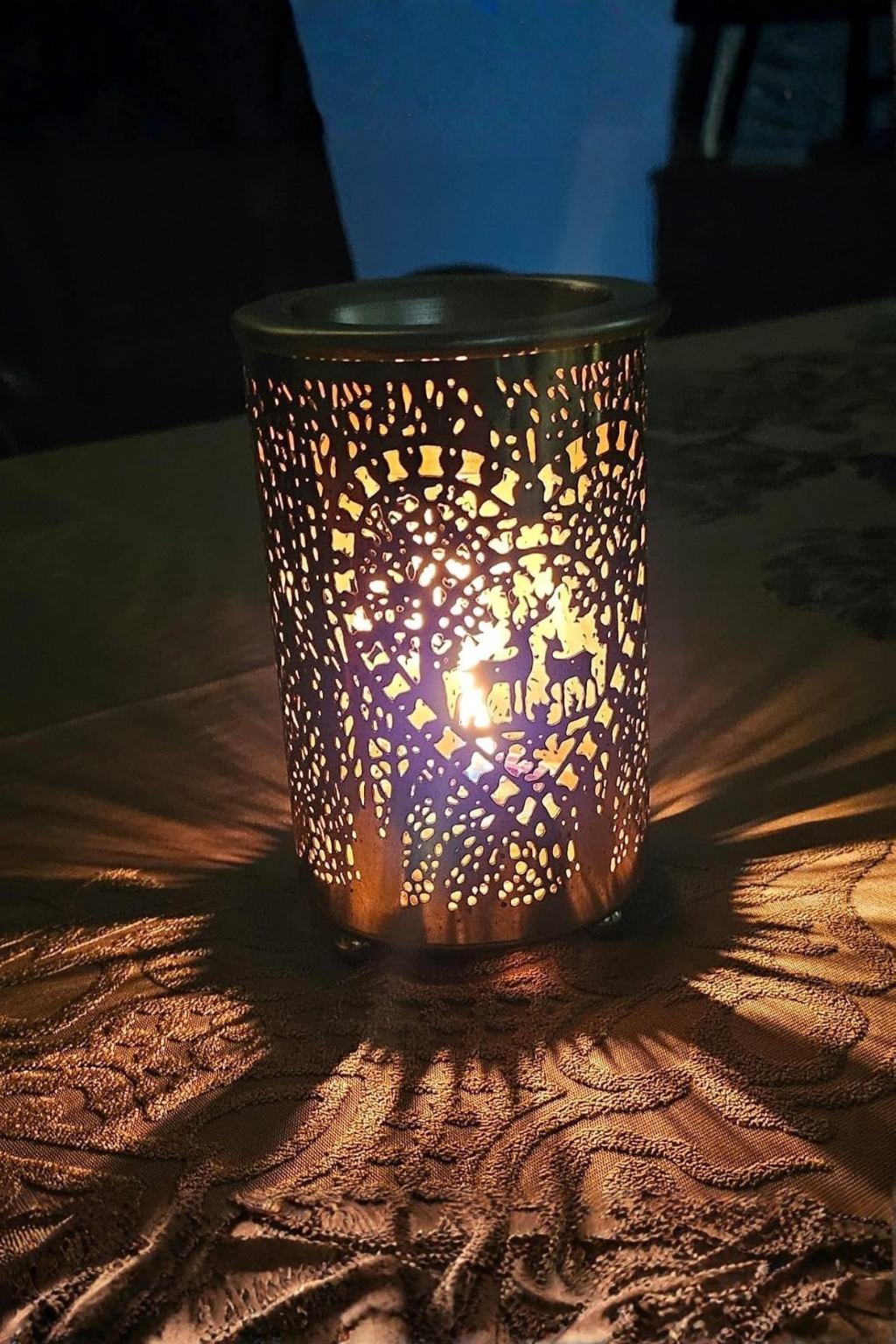 Premium Gold Metal Aroma Oil Burner Set with Tea Light Candles & Essential Oil | Designer Cutwork Candle Diffuser | Warm Ambient Fragrance Burner | Elegant Home Décor & Gifting Combo