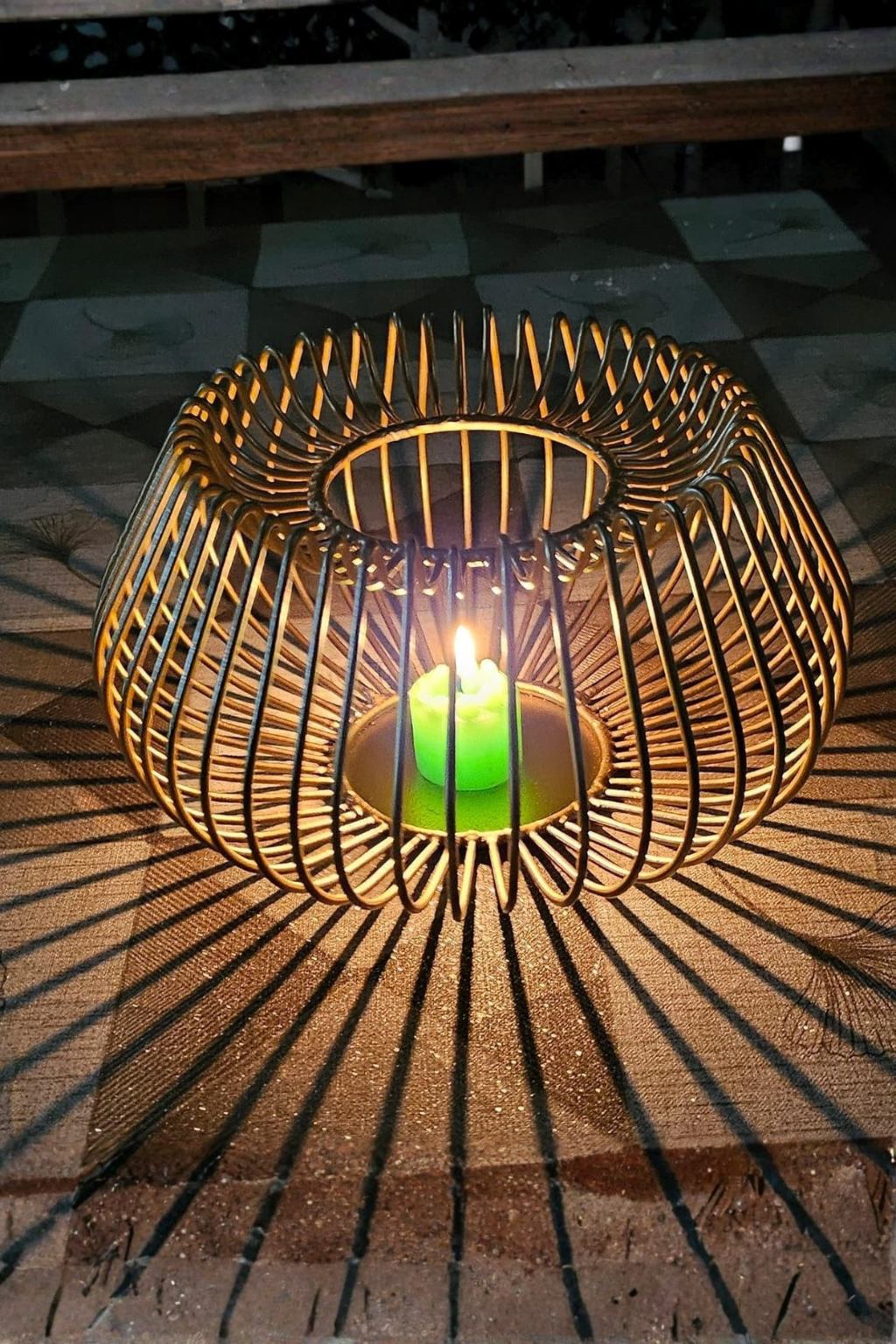 Modern Metal Tea Light Candle Holder | Round Cage Design Candle Stand | Decorative Table Centerpiece for Home & Festive Décor