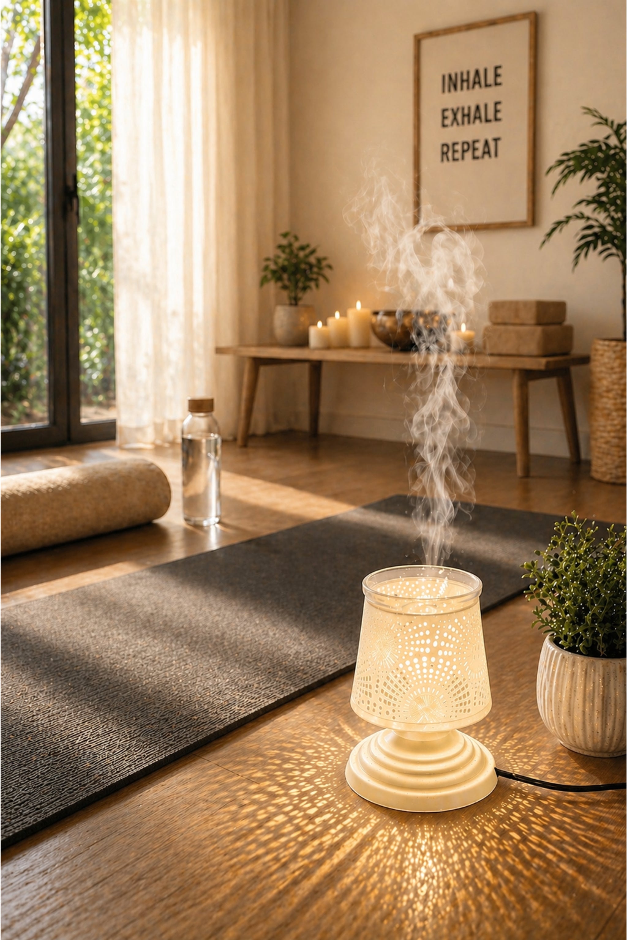 IvoryGlow Sunburst Electric Aroma Diffuser Lamp with Cutwork Design | Essential Oil Burner for Bedroom, Bathroom & Spa | Includes Free Glass Bowl, 10ml Aroma Oil & 2 Bulbs