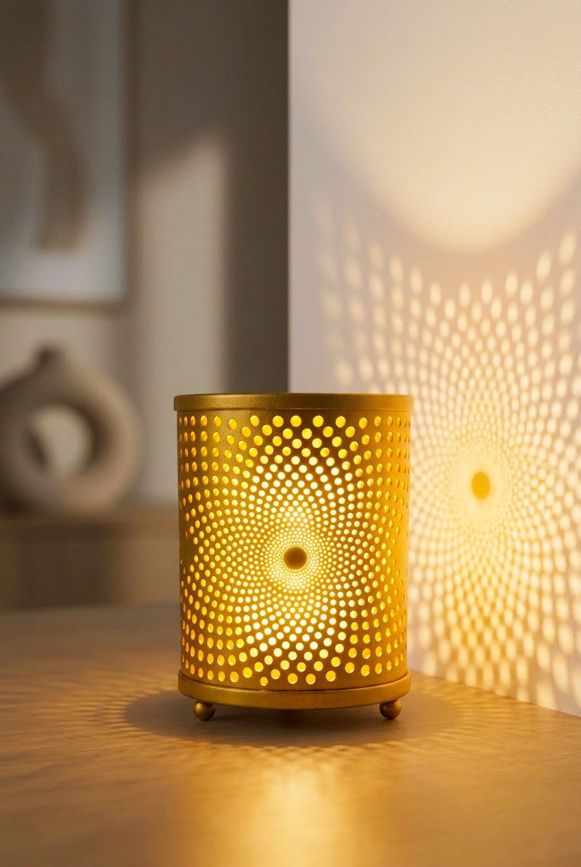 Modern Spiral Light Projection Electric Diffuser Lamp | Metal Aroma Burner with Warm Ambient Glow for Home Décor & Relaxation