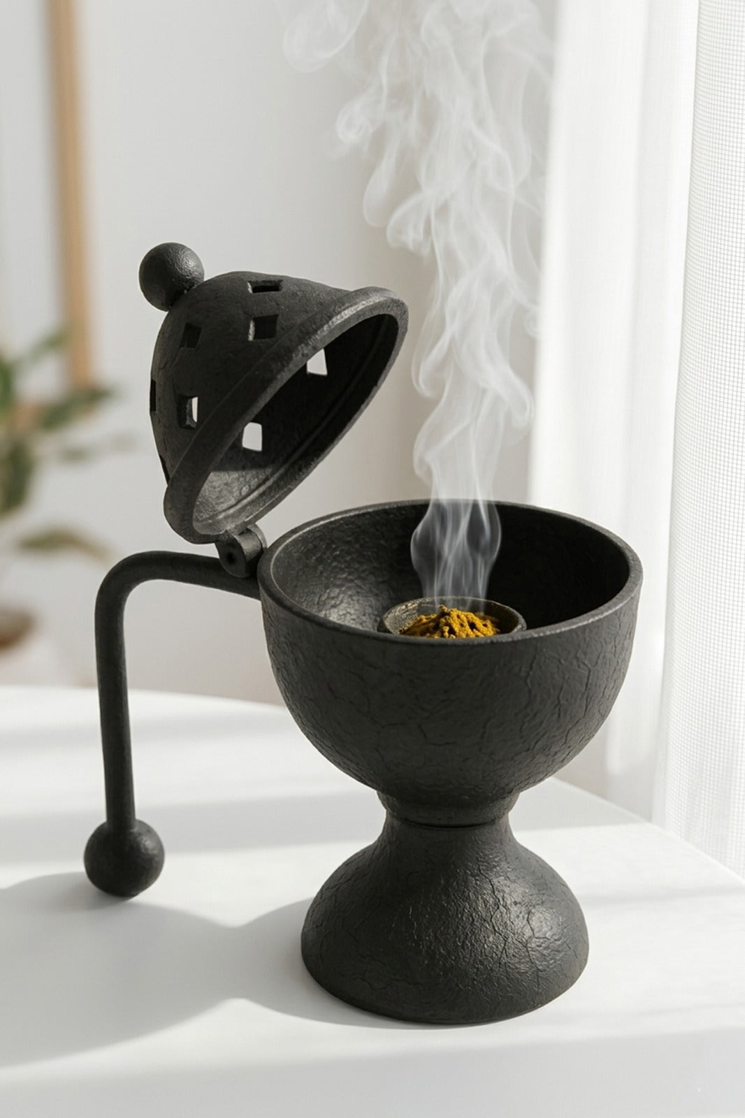 Metal Dhoop Dani with Lid for Pooja, Loban & Sambrani Burning | Covered Incense Burner for Home Temple, Havan & Meditation | Traditional Vastu Decor & Festive Gift Item