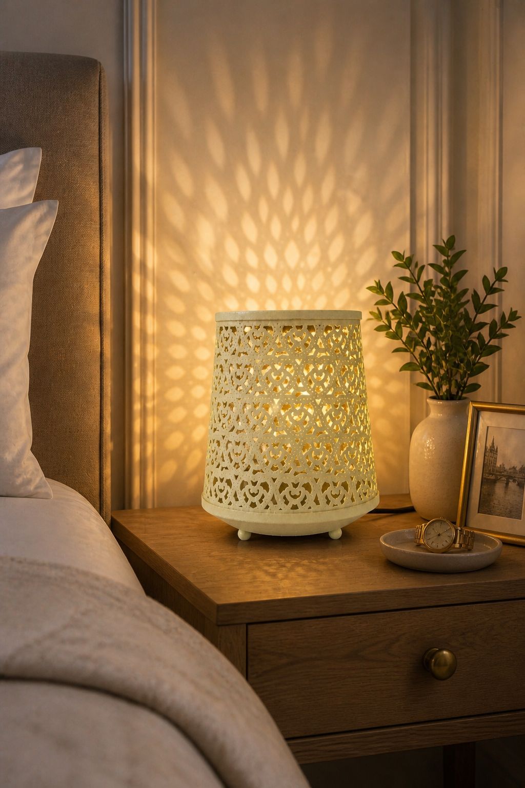 IvoryGlow Heart Cutwork Electric Aroma Diffuser Lamp With Cylindrical Design | Essential Oil Burner For Home, Bedroom & Living Room | Includes Free Glass Bowl, 10ml Aroma Oil & 2 Electric Bulbs