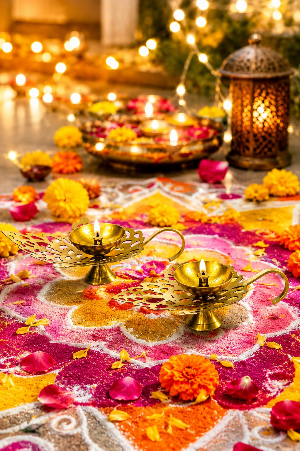 Metal Leaf Diya Set of 2 | Decorative Metal Oil Lamps with Elegant Leaf Design | Traditional Pooja Deepak for Home Temple, Diwali Décor & Festive Gifting