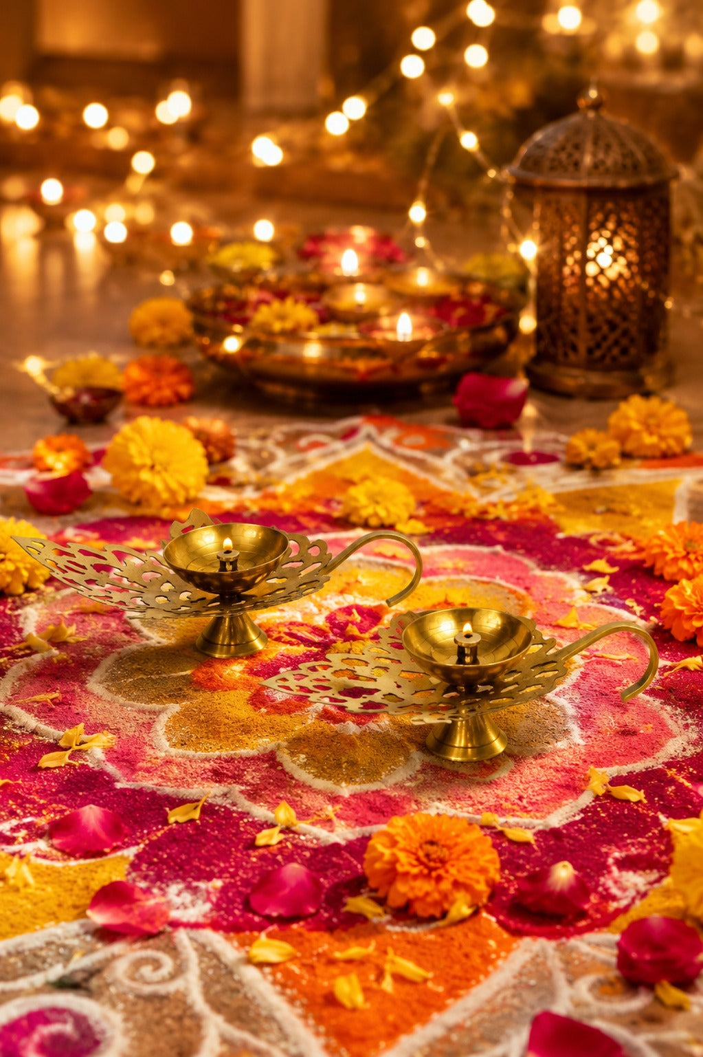 Metal Leaf Diya Set of 2 | Decorative Metal Oil Lamps with Elegant Leaf Design | Traditional Pooja Deepak for Home Temple, Diwali Décor & Festive Gifting
