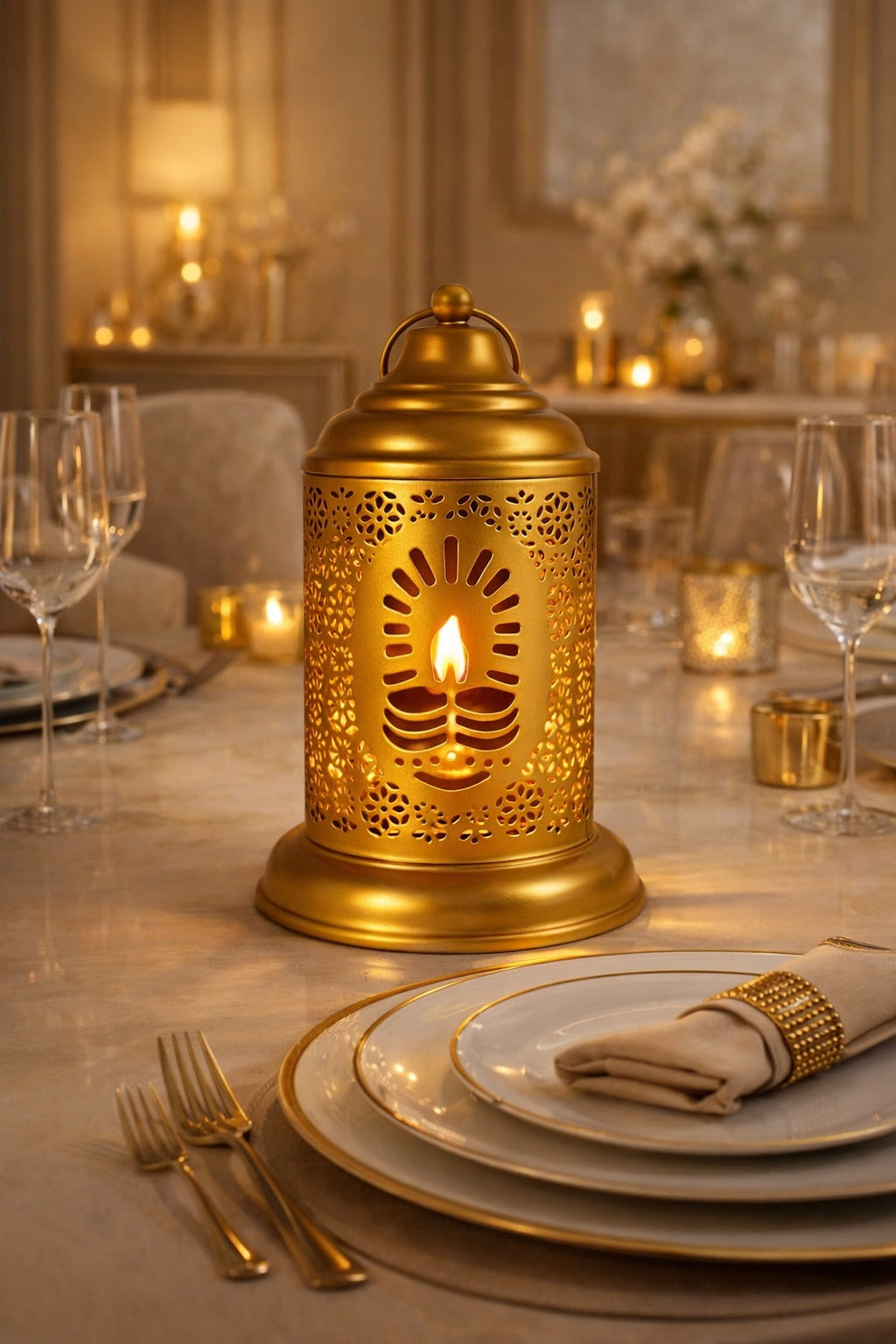 Diya Design Electric Diffuser Lamp | Metal Aroma Burner with Spiritual Light Projection for Pooja & Home Décor