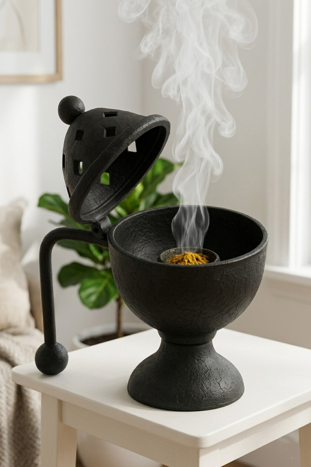 Metal Dhoop Dani with Lid for Pooja, Loban & Sambrani Burning | Covered Incense Burner for Home Temple, Havan & Meditation | Traditional Vastu Decor & Festive Gift Item