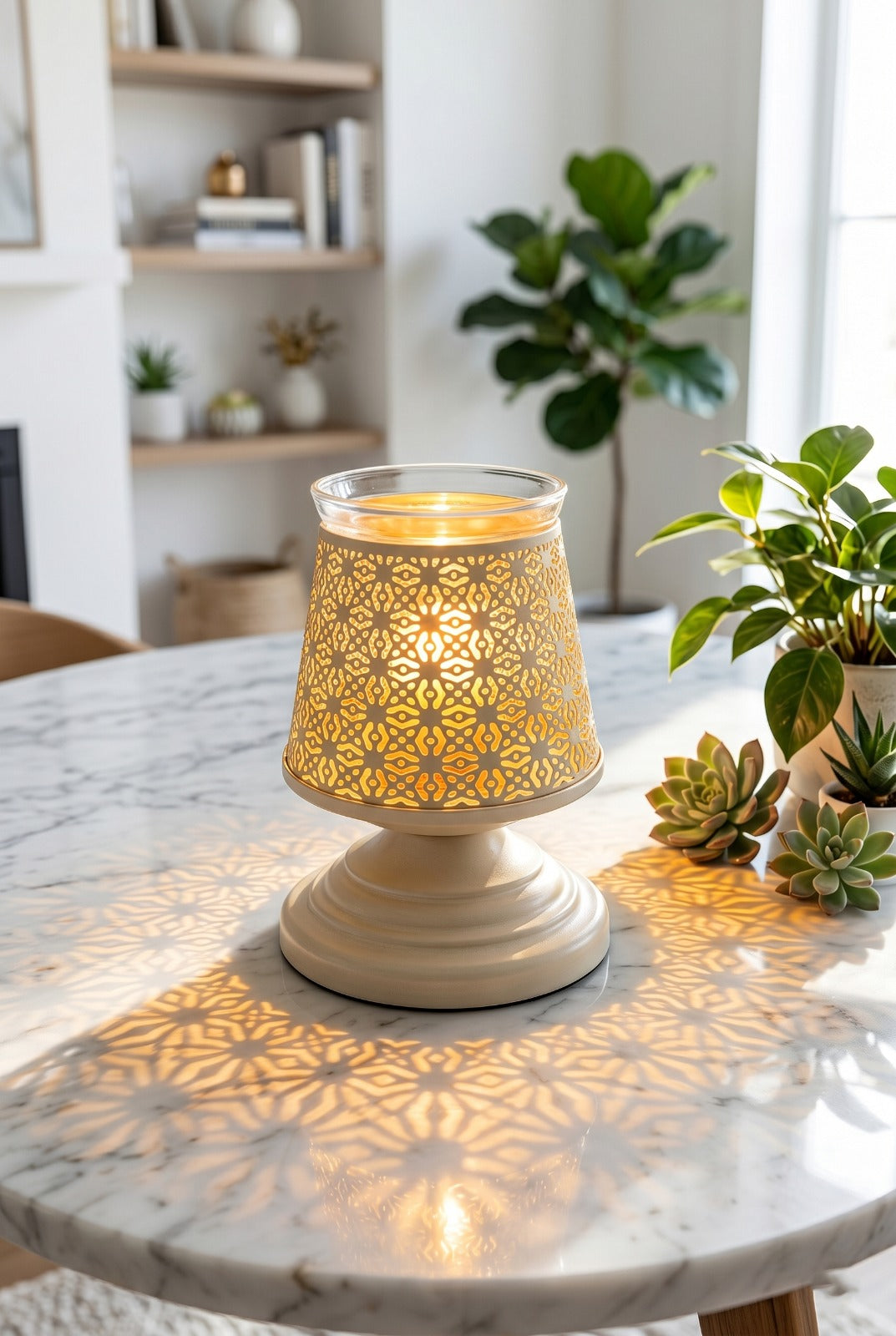 Metal Electric Aroma Diffuser Burner | Bulb Heat Oil Warmer Lamp | Fragrance Diffuser for Home, Office, Spa & Meditation | Free 10 ml Aroma Oil Included (Ivory)