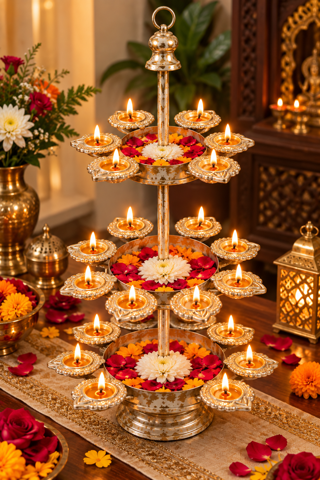 3 Tier Diya Stand – Festive Decor
