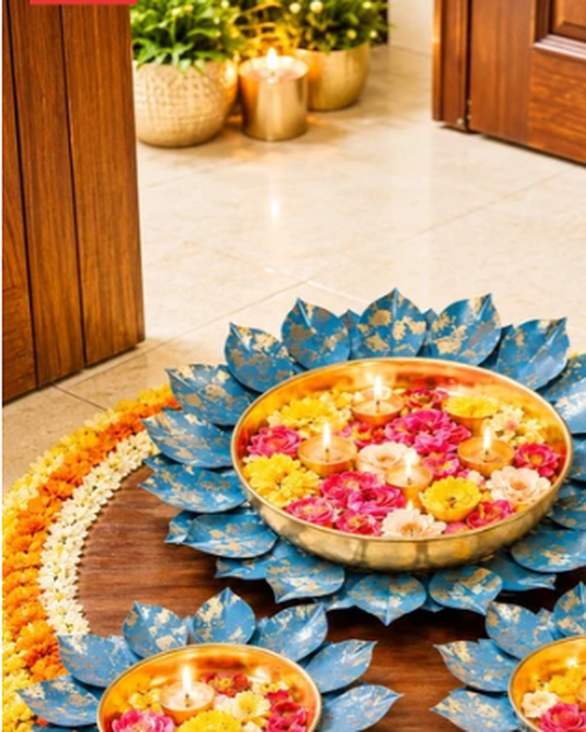 Decorative Lotus Metal Urli Bowl Set – 4:5 fixed